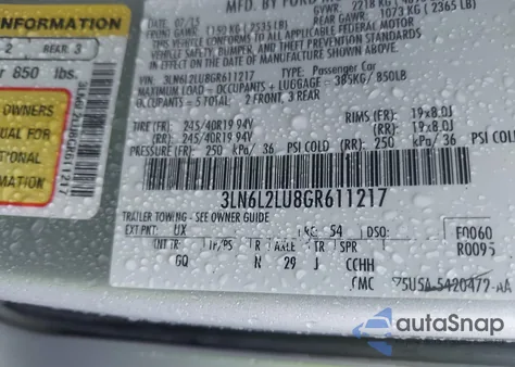 2016 Lincoln Mkz Hybrid из США, поврежденный, VIN 3LN6L2LU8GR611217